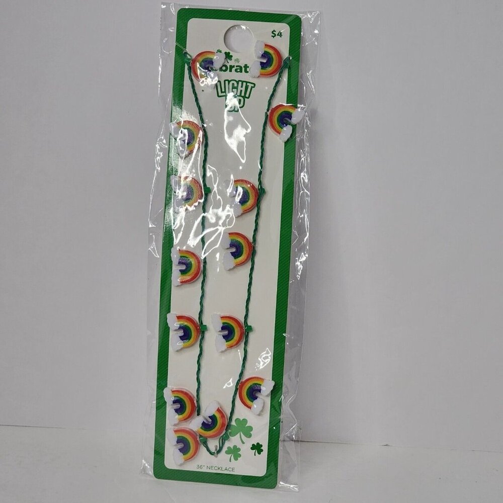 Celebrate Light Up Rainbow St. Patrick's Day‎ Gay Pride Plastic 36" Necklace New